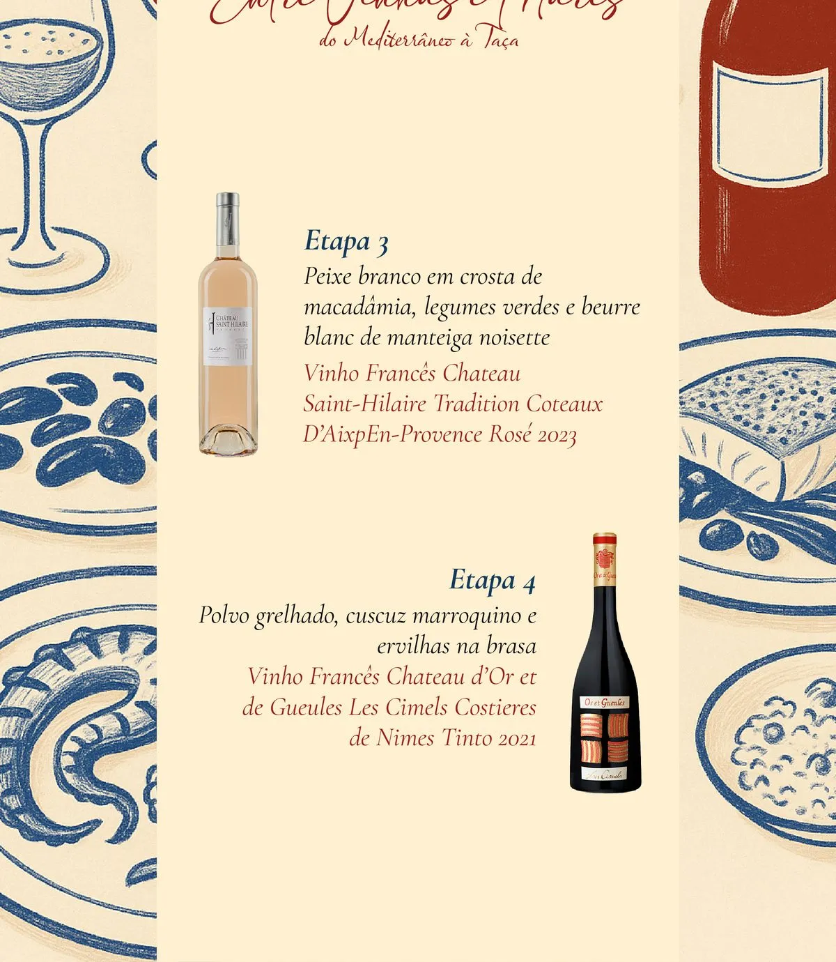 Menu ilustrado de seis etapas